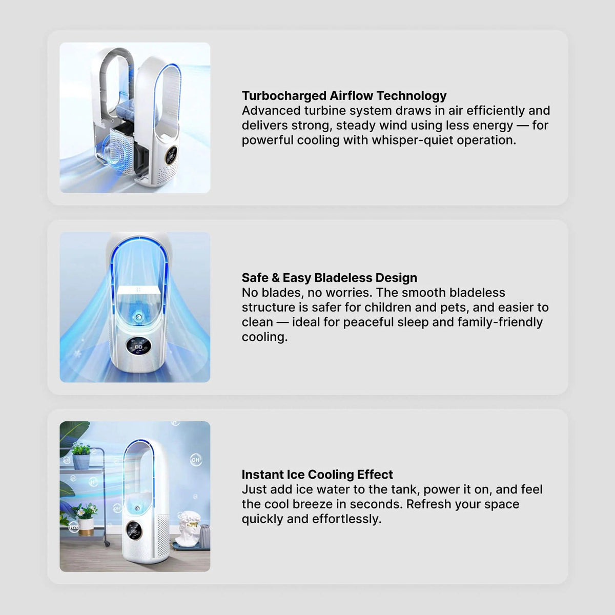 Portable Bladeless Air Conditioner for Home and Office