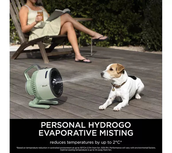 FlexBreeze HydroGo FA050UKGN Portable 6.8" Misting Fan – Lime Green & Cool Gray