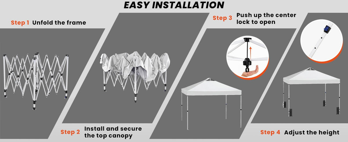 300 x 300 cm Pop-Up Canopy Tent – One-Button Setup