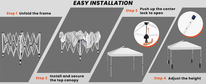 300 x 300 cm Pop-Up Canopy Tent – One-Button Setup