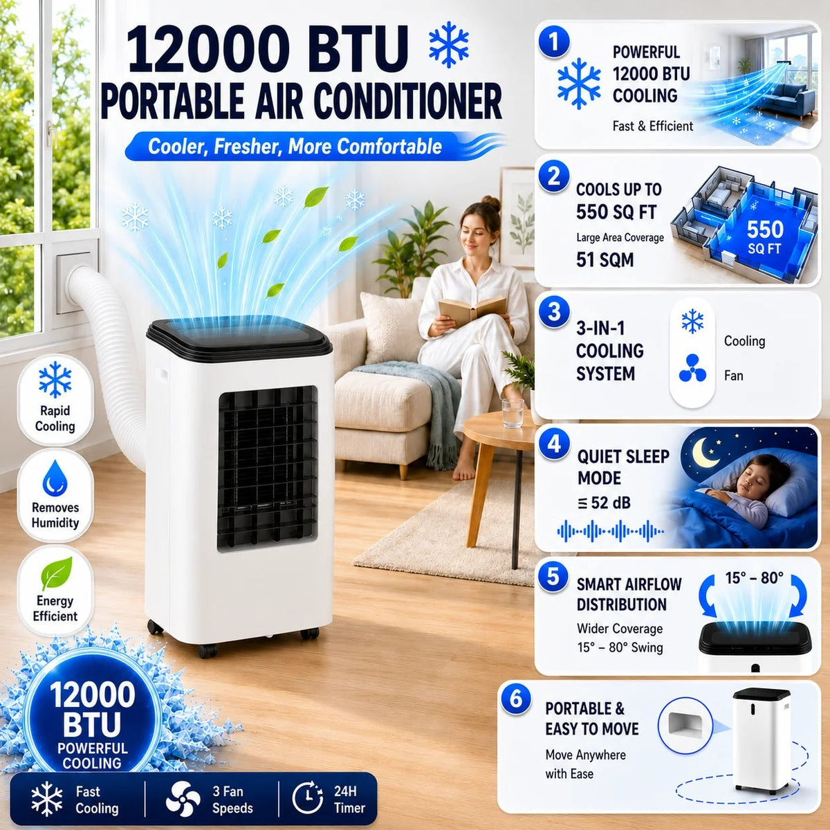 Modern Portable Air Cooler – Travel, Home Use