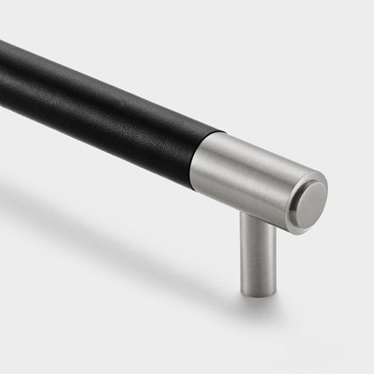 Brass Bar Handle With Backplate- Silver - Hole Centre 224mm