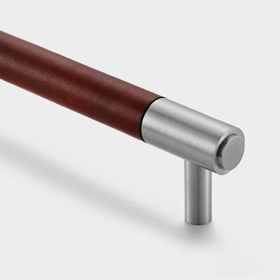 Brass Bar Handle With Backplate- Silver - Hole Centre 224mm