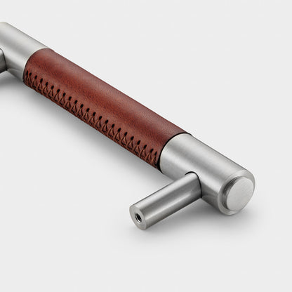 Brass Bar Handle With Backplate- Silver - Hole Centre 224mm
