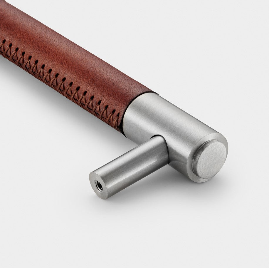 Brass Bar Handle With Backplate- Silver - Hole Centre 224mm