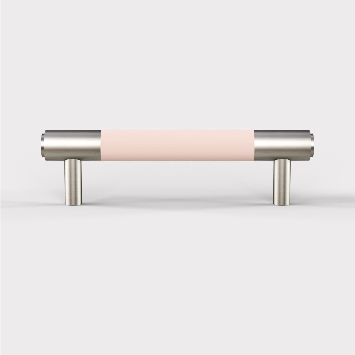 Silver Brass Leather Cabinet Handles in Pink