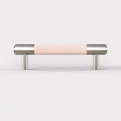 Silver Brass Leather Cabinet Handles in Pink